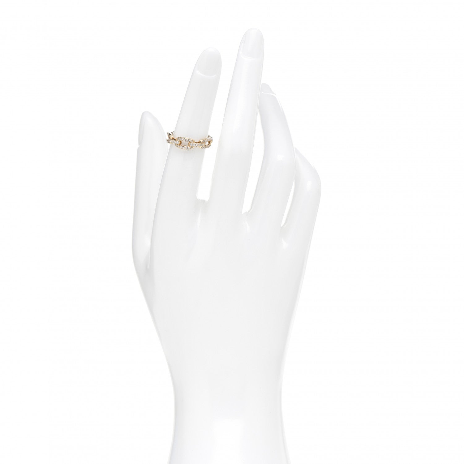 David Yurman 18K Yellow Gold Diamond 4.5mm Stax Single Row Chain Link Ring 49 4.75 2 of 5