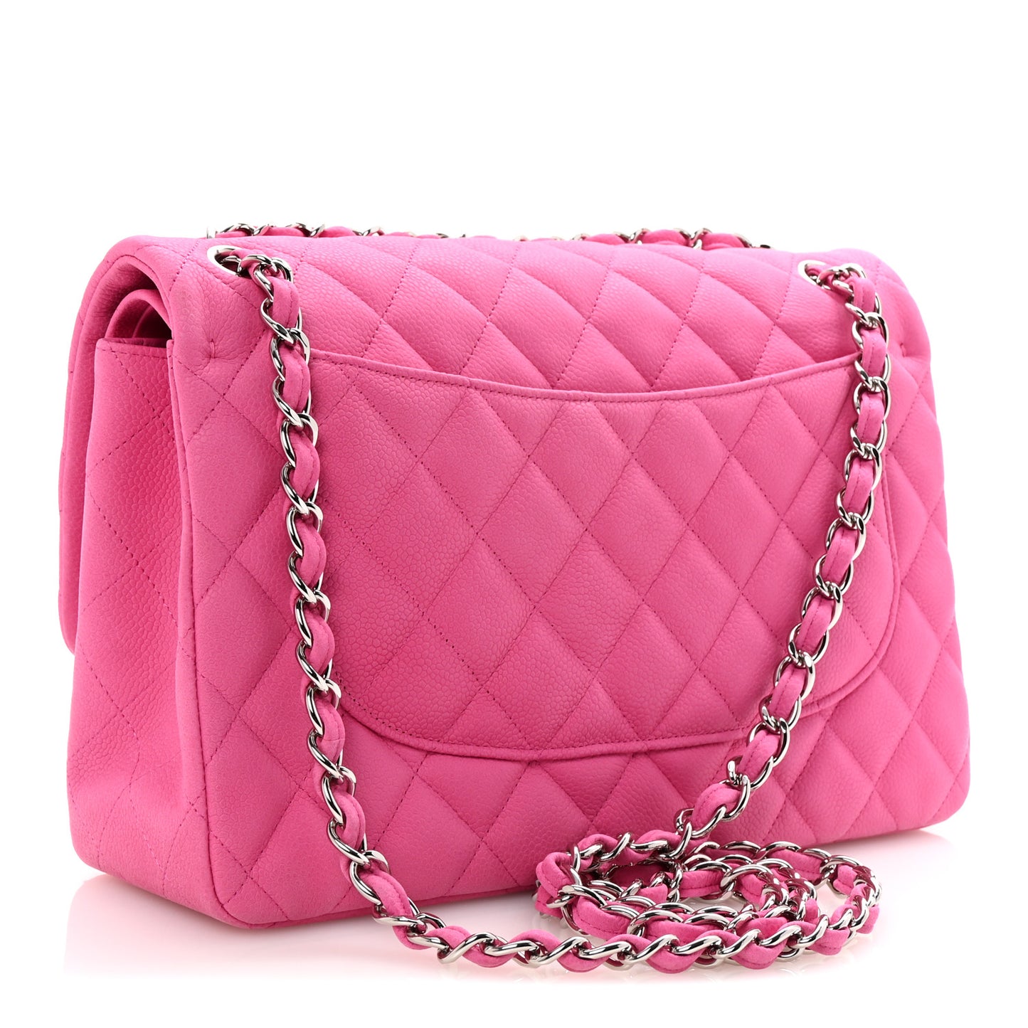 Iridescent Caviar Quilted Jumbo Double Flap Pink