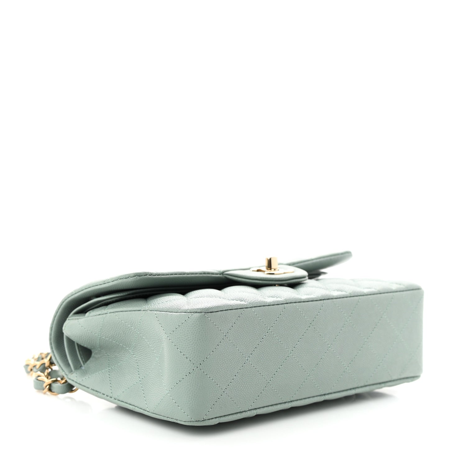 Caviar Quilted Small Double Flap Light Blue