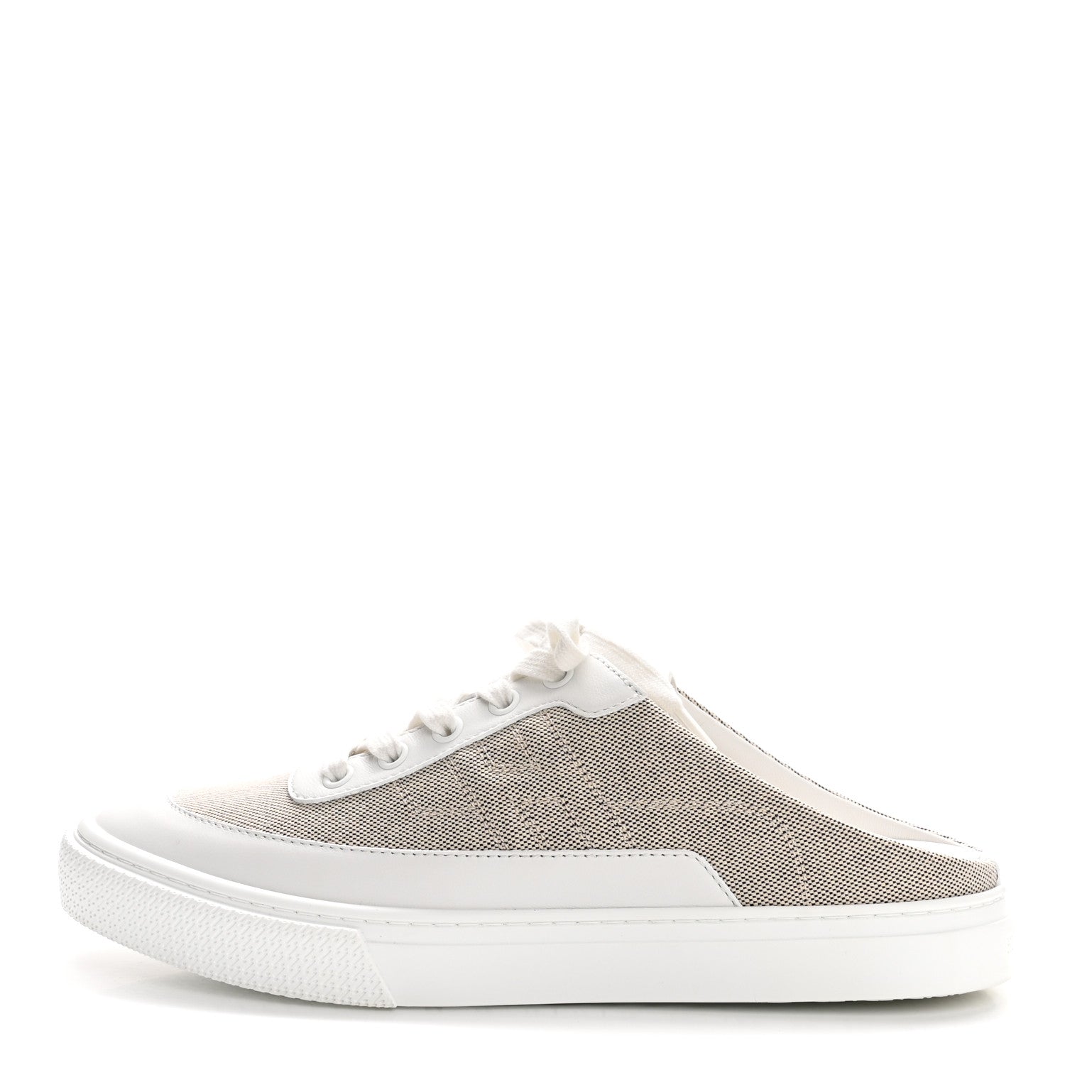 【summer】HERMES　ミュール 39サイズ Hermes Calfskin H Canvas Keep Mule Sneakers 39 Prunoir White