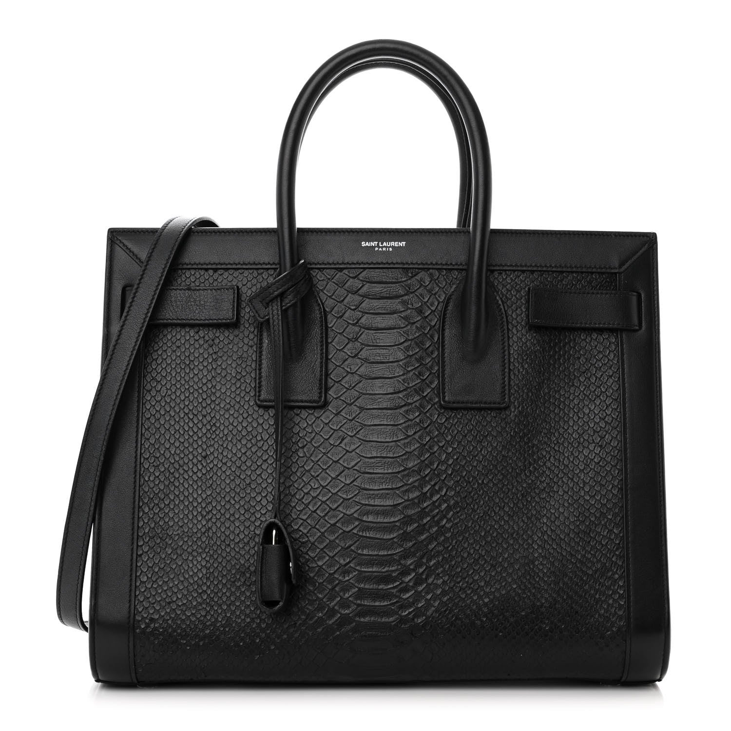 Saint Laurent Python Calfskin Embossed Small Sac de Jour Black 1 of 17