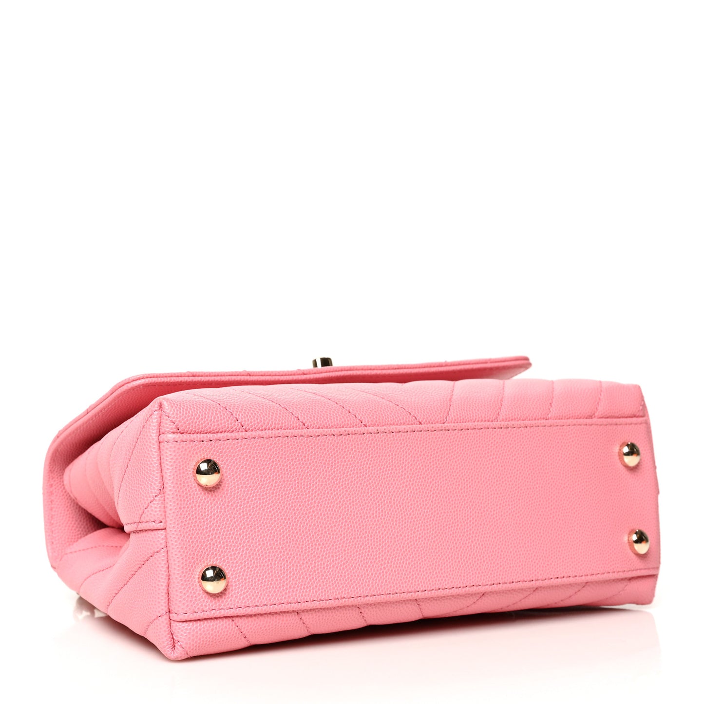 Caviar Chevron Quilted Mini Coco Handle Flap Pink