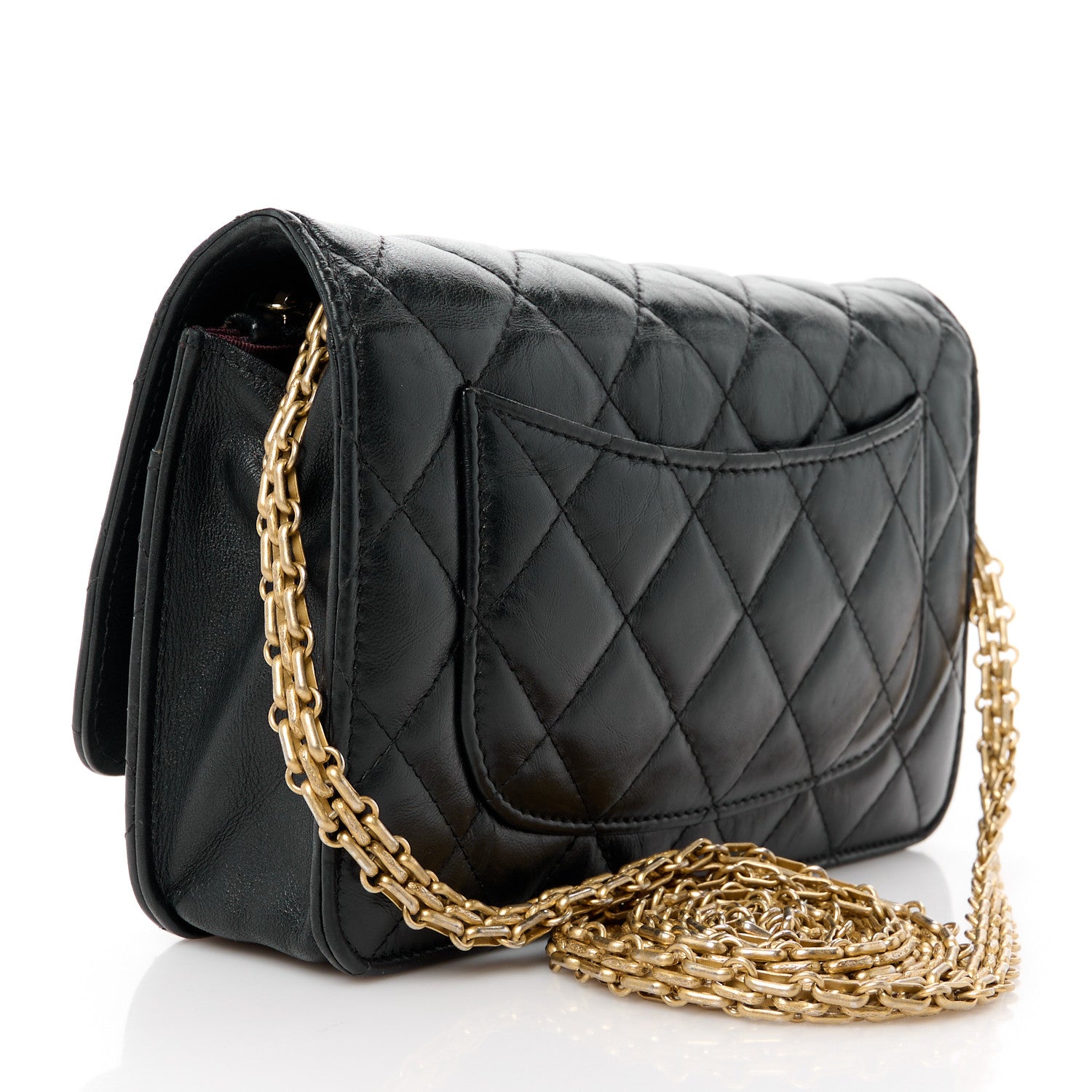 Chanel Aged Calfskin Quilted Reissue Wallet On Chain WOC Black 3 of 12