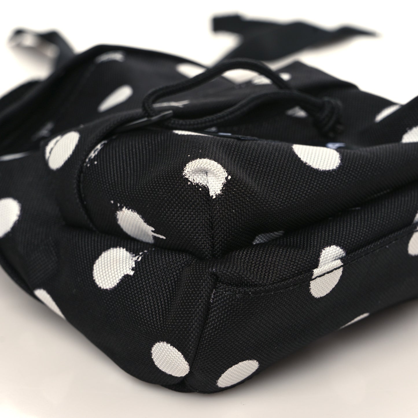 Recycled Casual Nylon Spray Polka Dots Mini Explorer Crossbody Backpack Black White