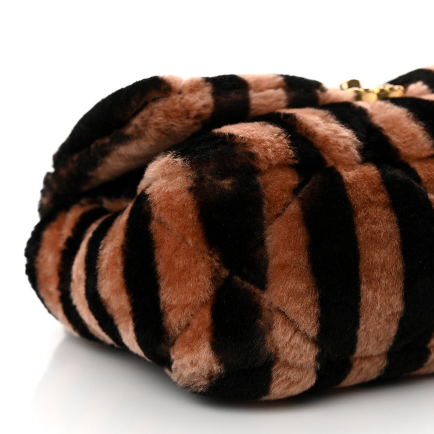 Shearling Striped Medium Chanel 19 Flap Black Beige