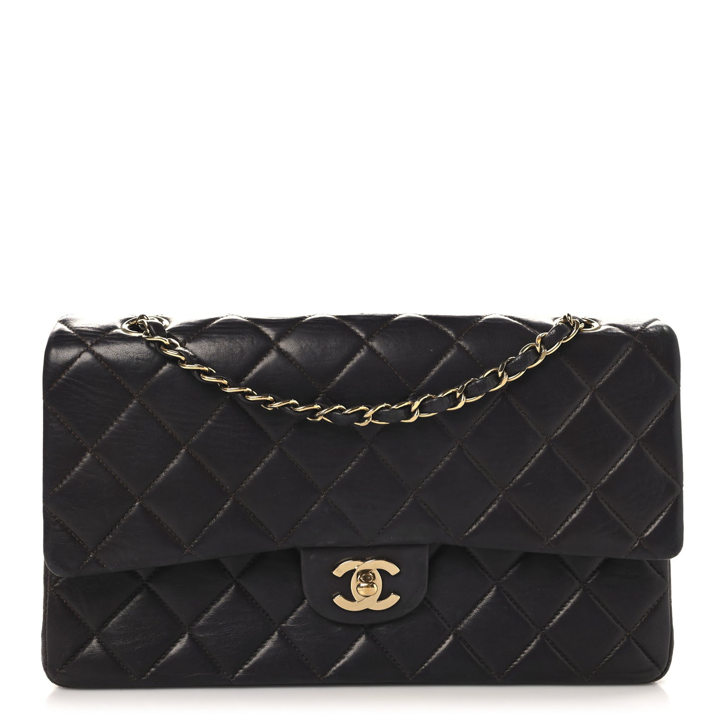 Lambskin Quilted Medium Double Flap Burgundy