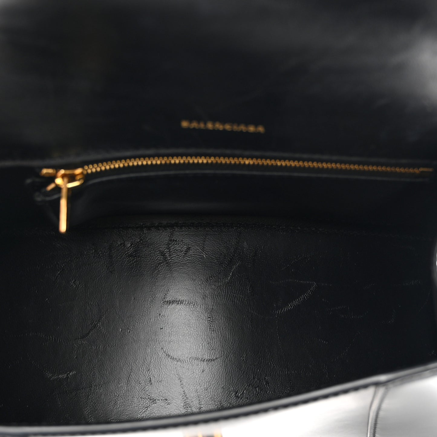 Shiny Box Calfskin Small Hourglass Top Handle Bag Black