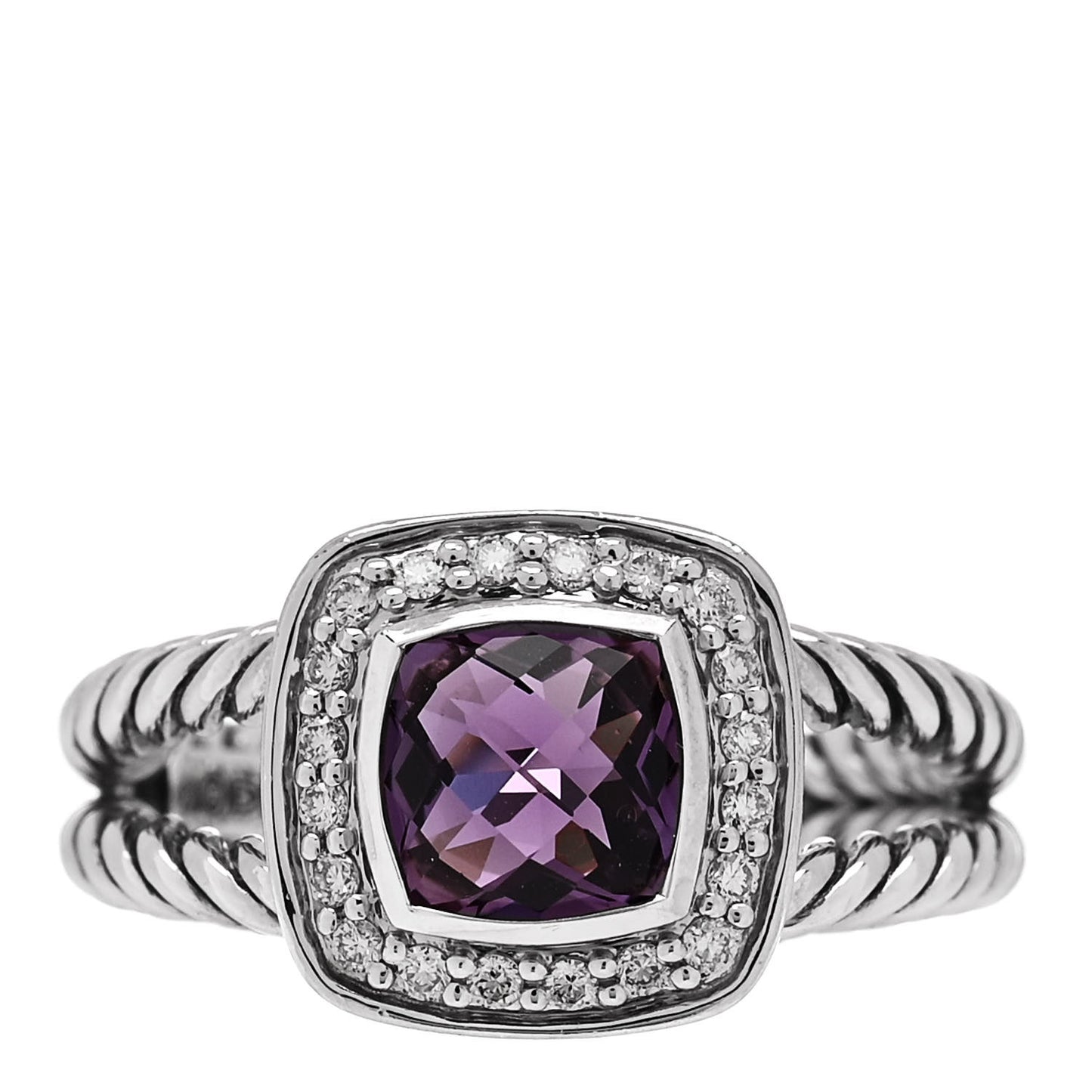 Sterling Silver Diamond Amethyst 7mm Petite Albion Ring 54 7