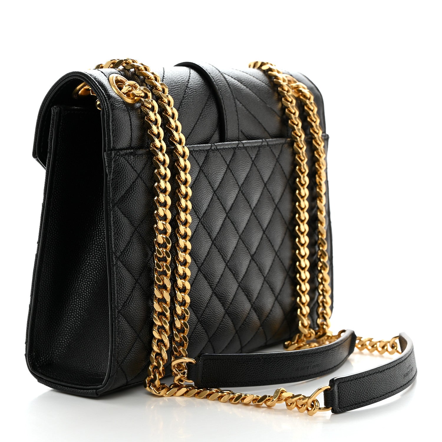 Saint Laurent Grain De Poudre Textured Mixed Matelasse Triquilt Medium Monogram Satchel Black 2 of 9