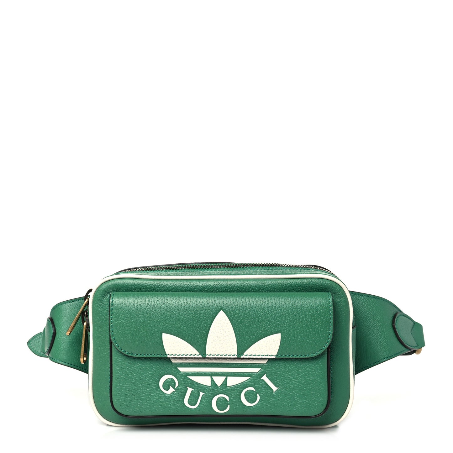 X ADIDAS Textured Dollar Calfskin Belt Bag Green