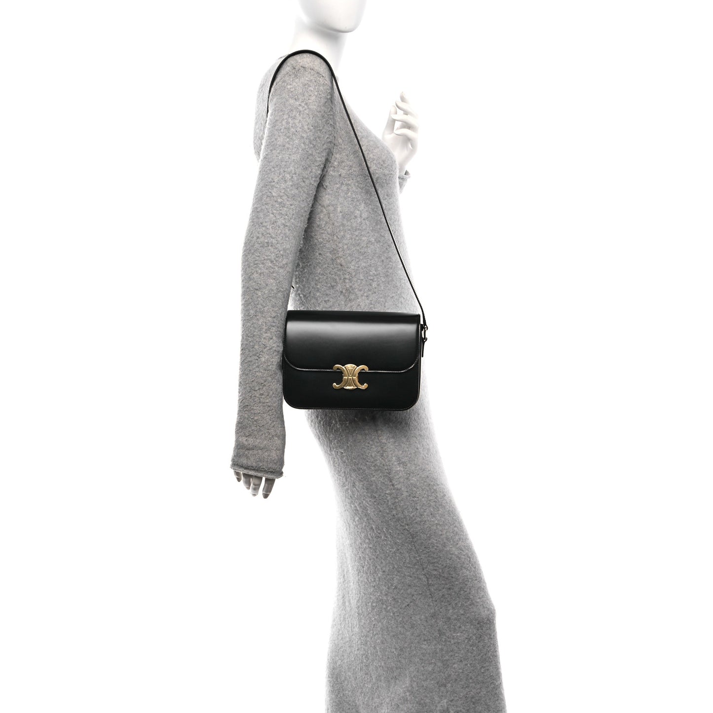 Shiny Calfskin Medium Triomphe Black