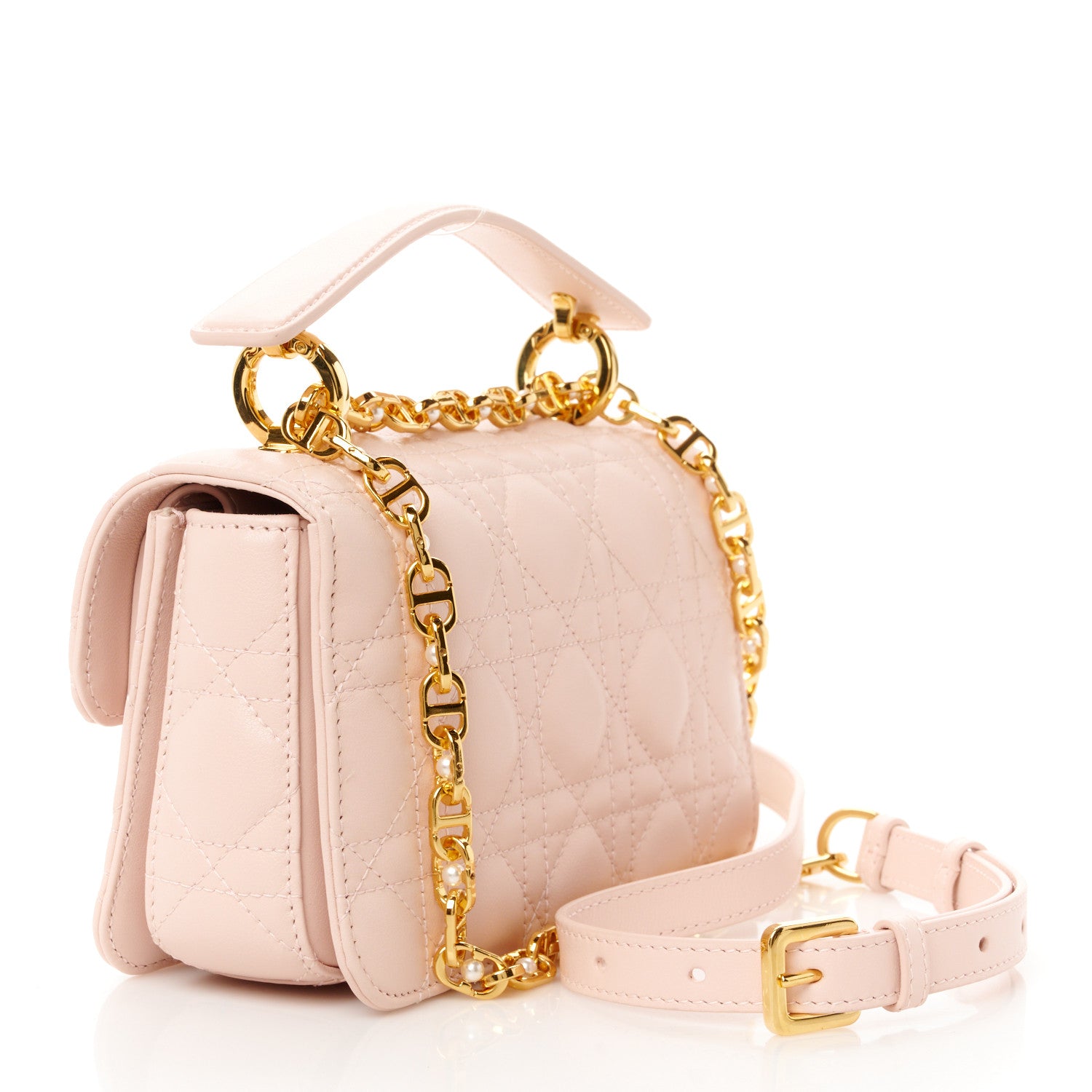 Christian Dior Lambskin Cannage Mini Jolie Top Handle Bag Powder Pink 3 of 10