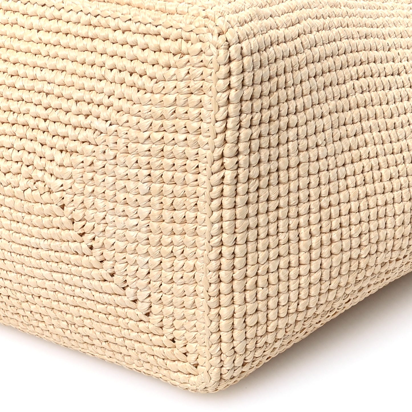 Yarn Raffia Effect Crochet Vitello Logo Shopping Tote Naturale White