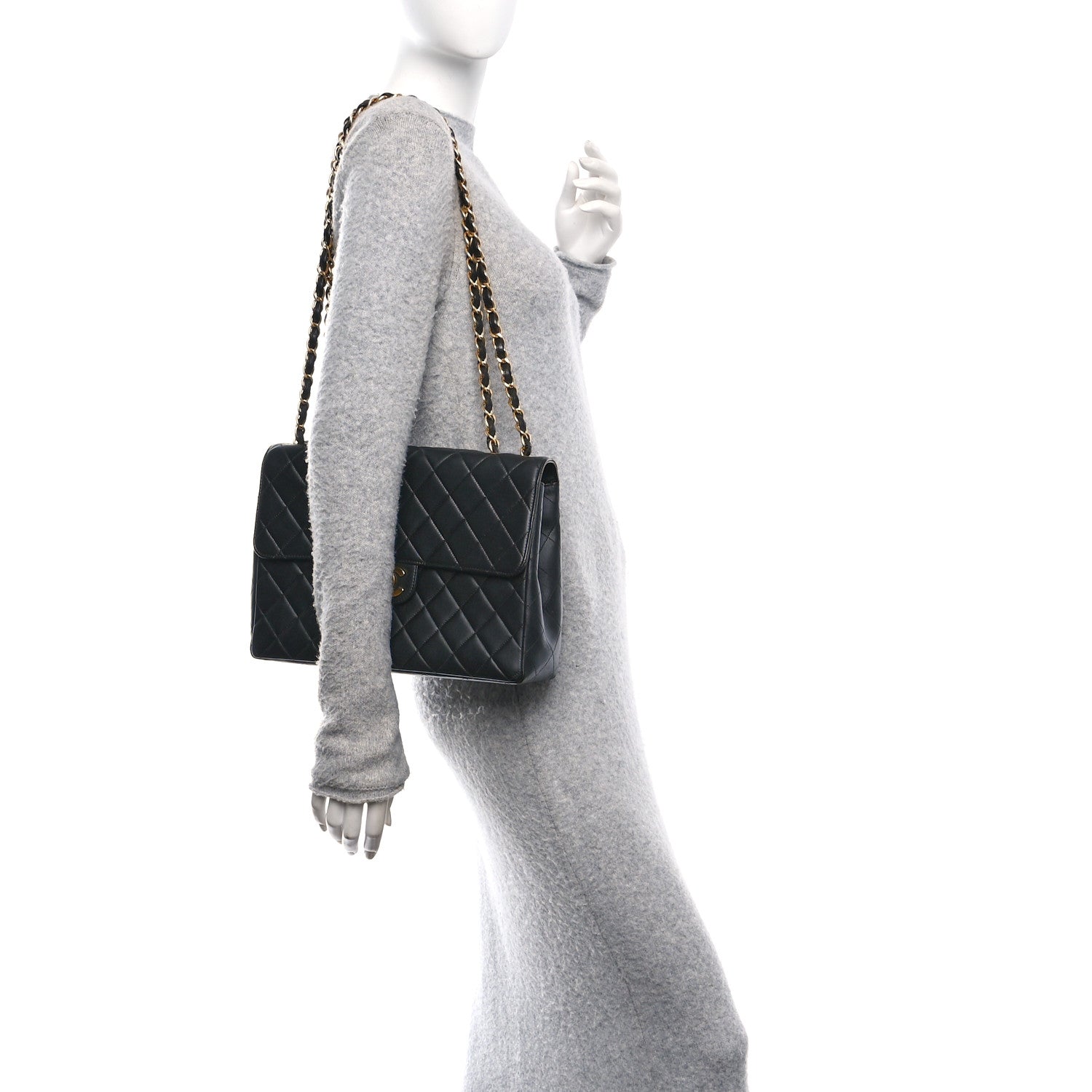 Chanel Lambskin Quilted Jumbo Single Flap Black 2 of 12