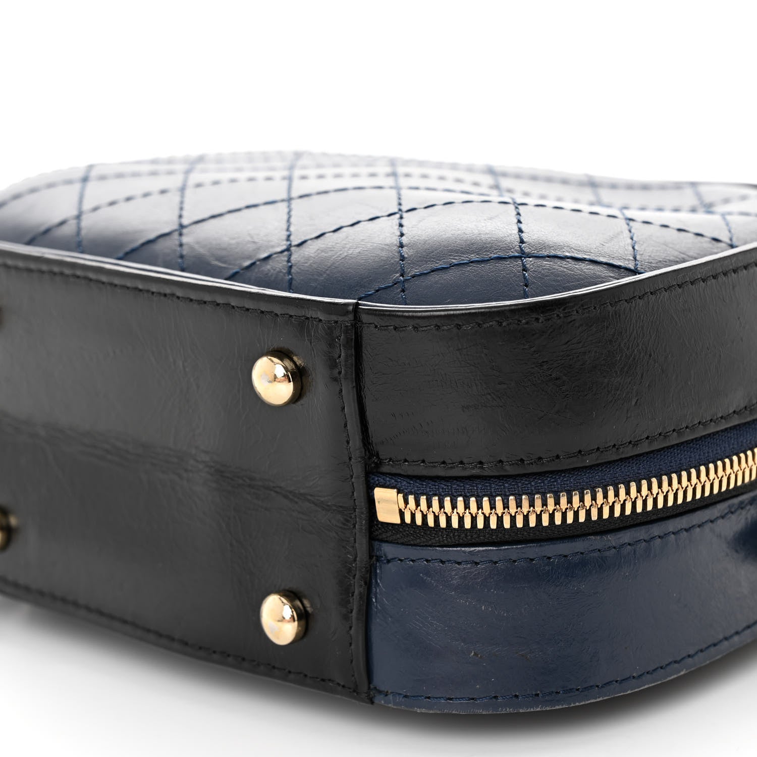 Chanel Calfskin Stitched Vanity Case Black Navy 10 of 10