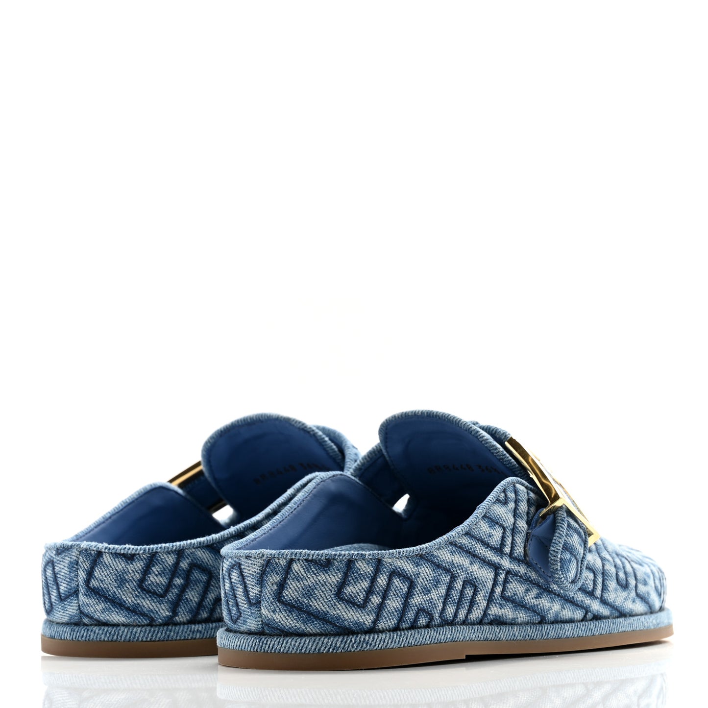 Denim Jacquard FF Womens Fendi Feel Buckled Mules 36.5 Blue