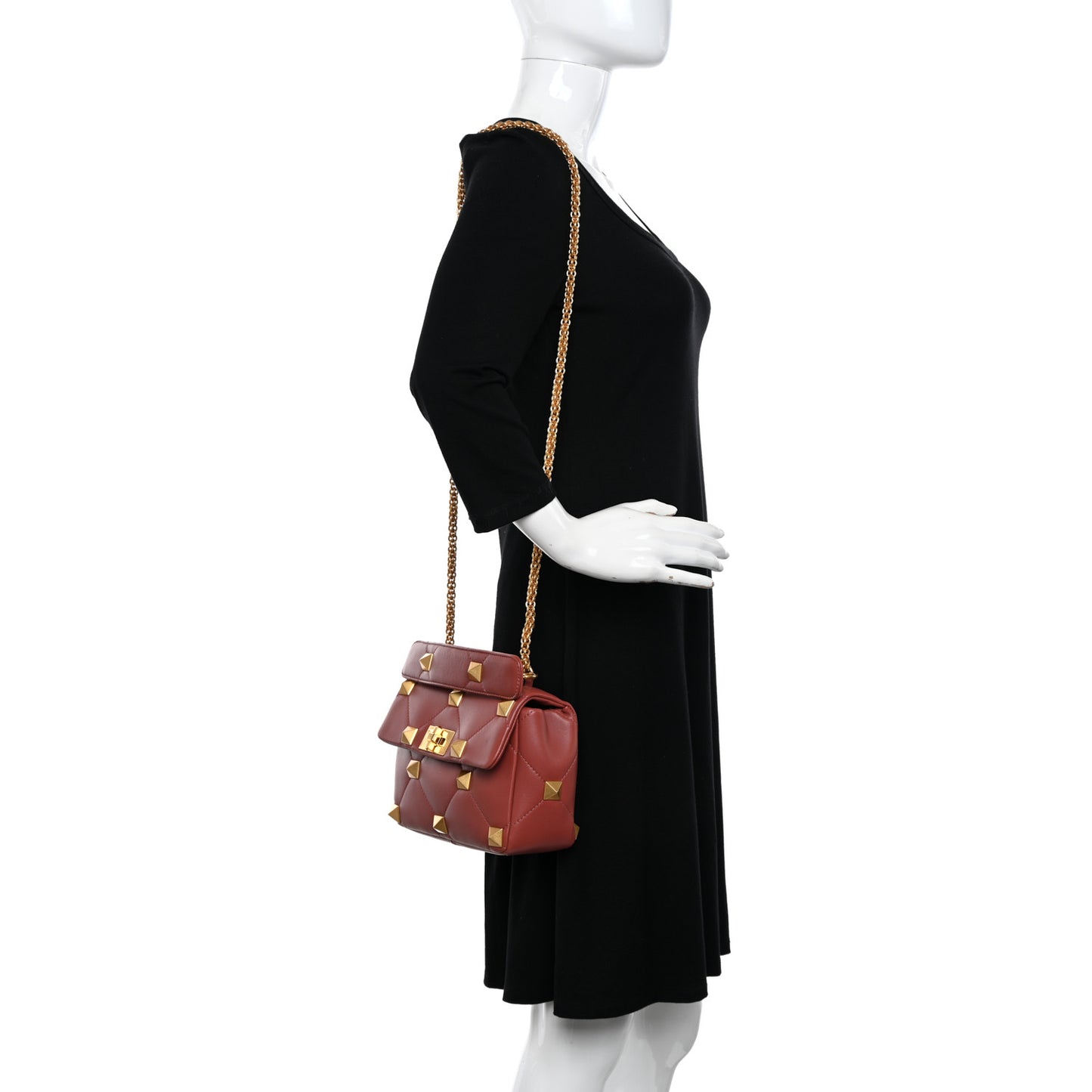 Nappa Medium Roman Stud Shoulder Bag Gingerbread