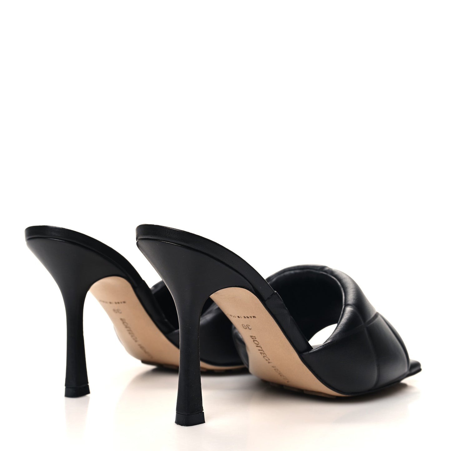 Nappa Quilted Rubber Lido Mule Sandals 39 Black
