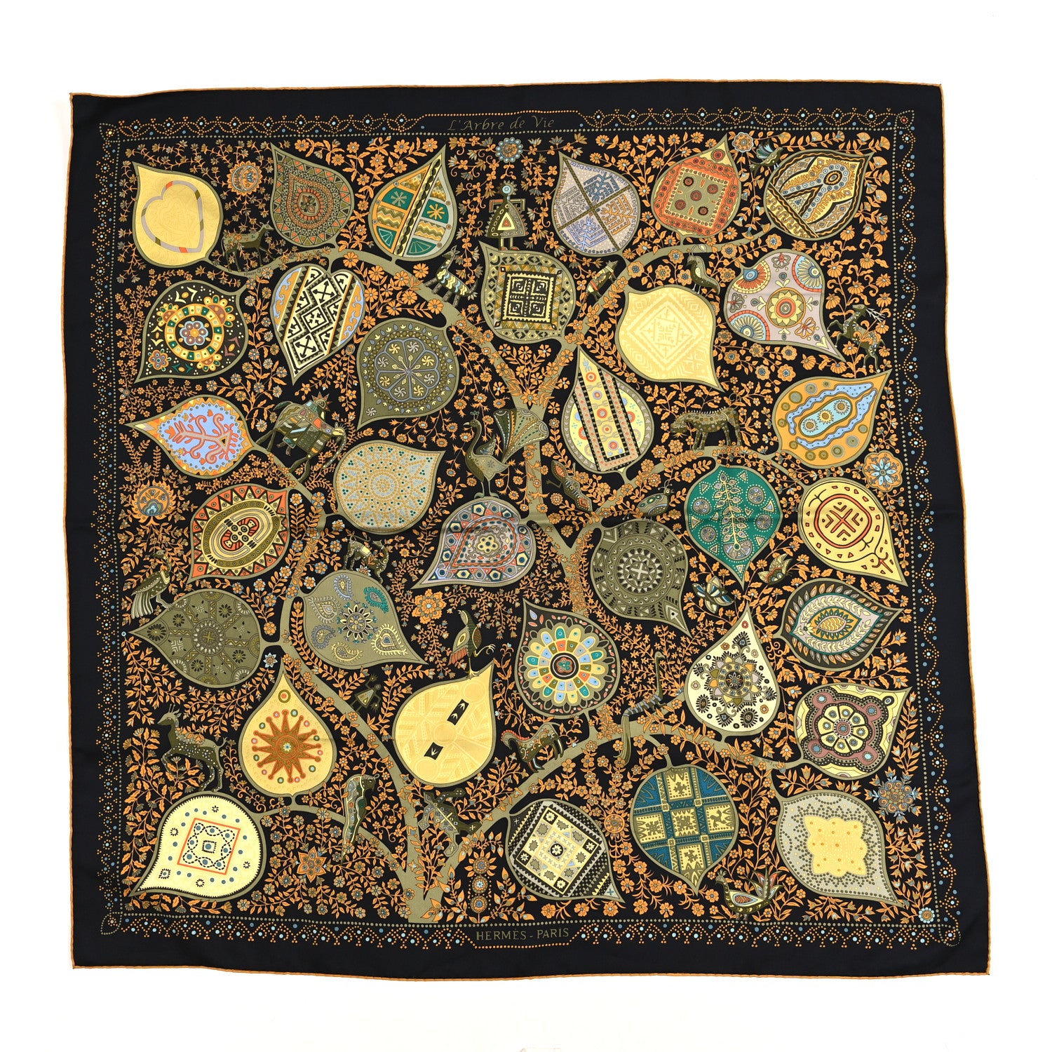 Hermes Silk L Arbre De Vie Scarf 90 1893738 – FASHIONPHILE