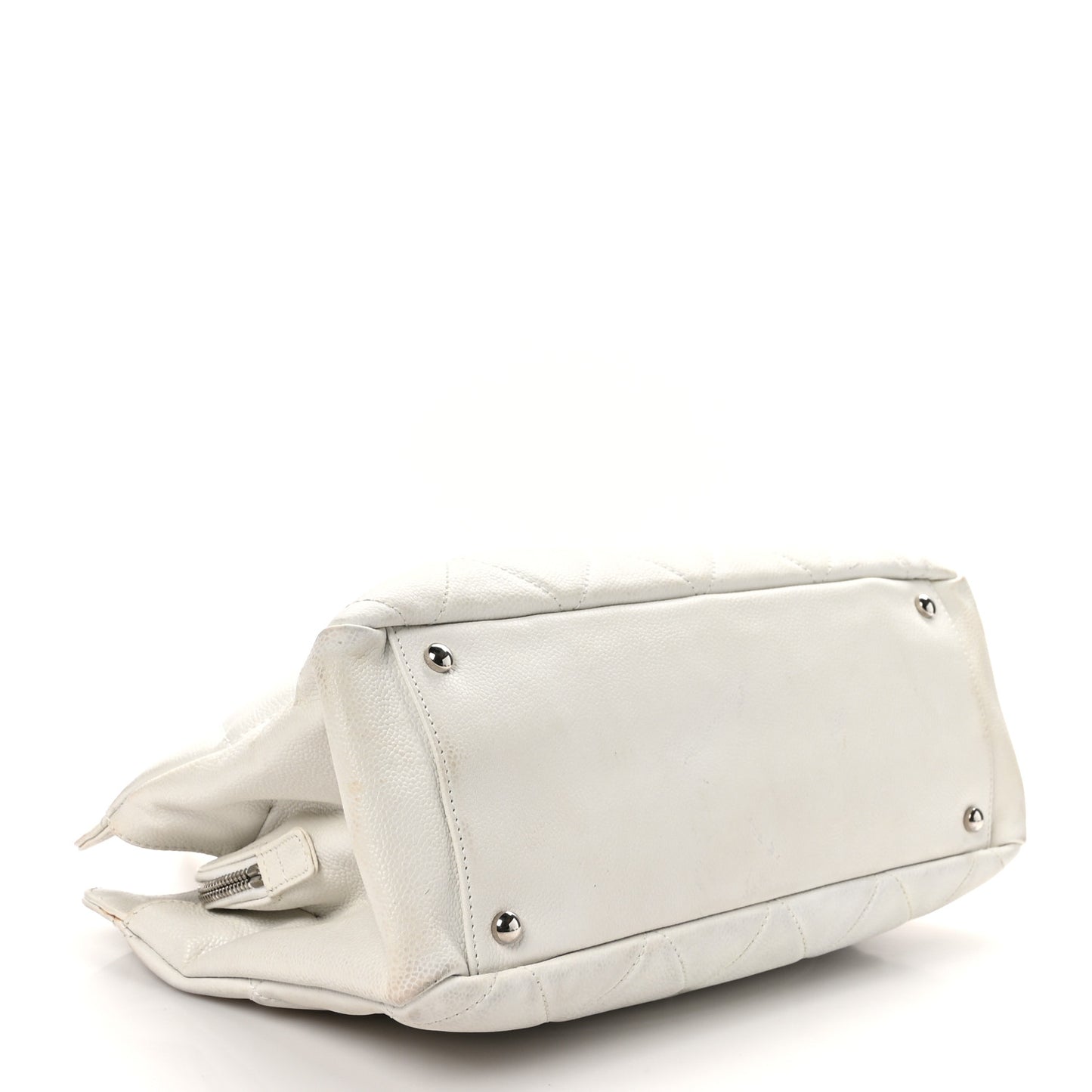 Soft Caviar Quilted CC Timeless Tote White