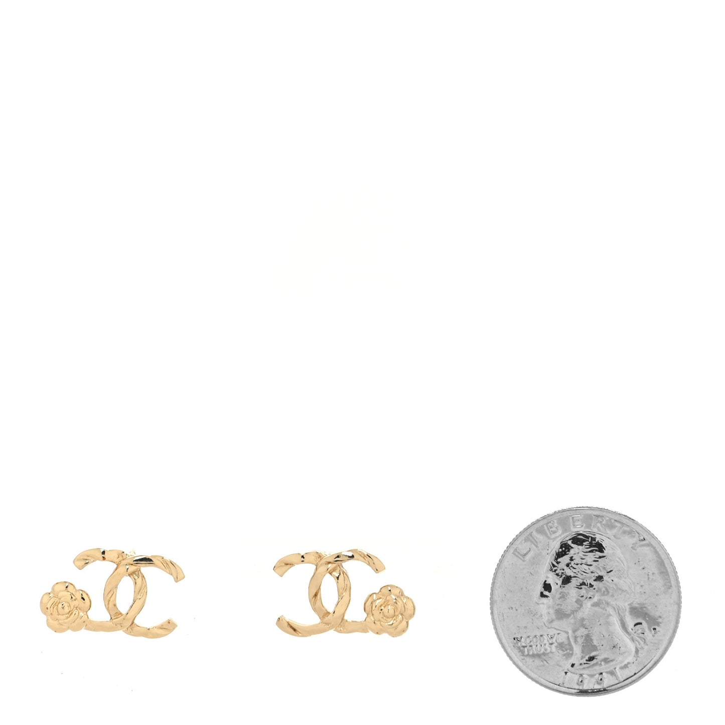 Metal Camellia CC Earrings Gold