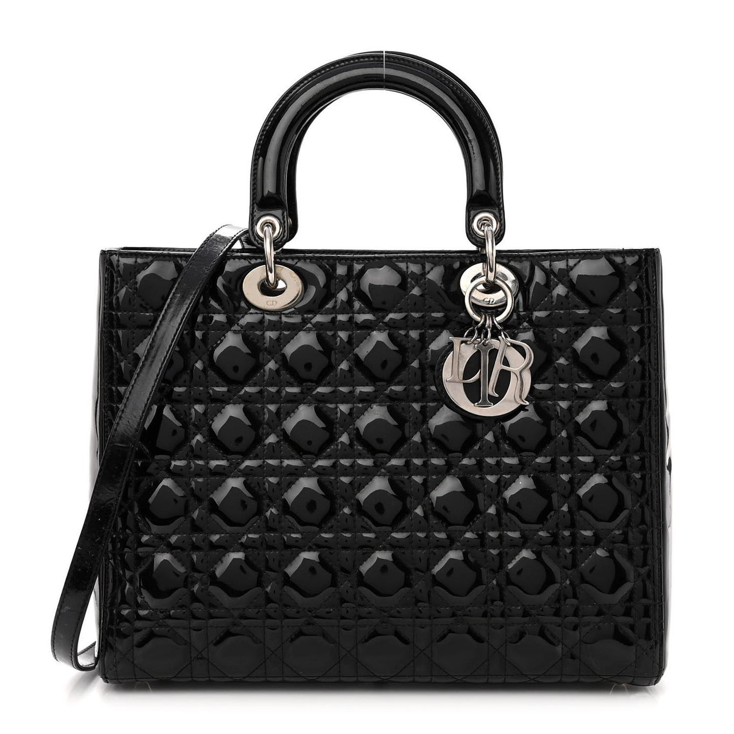 Patent Cannage Large Lady Dior Black