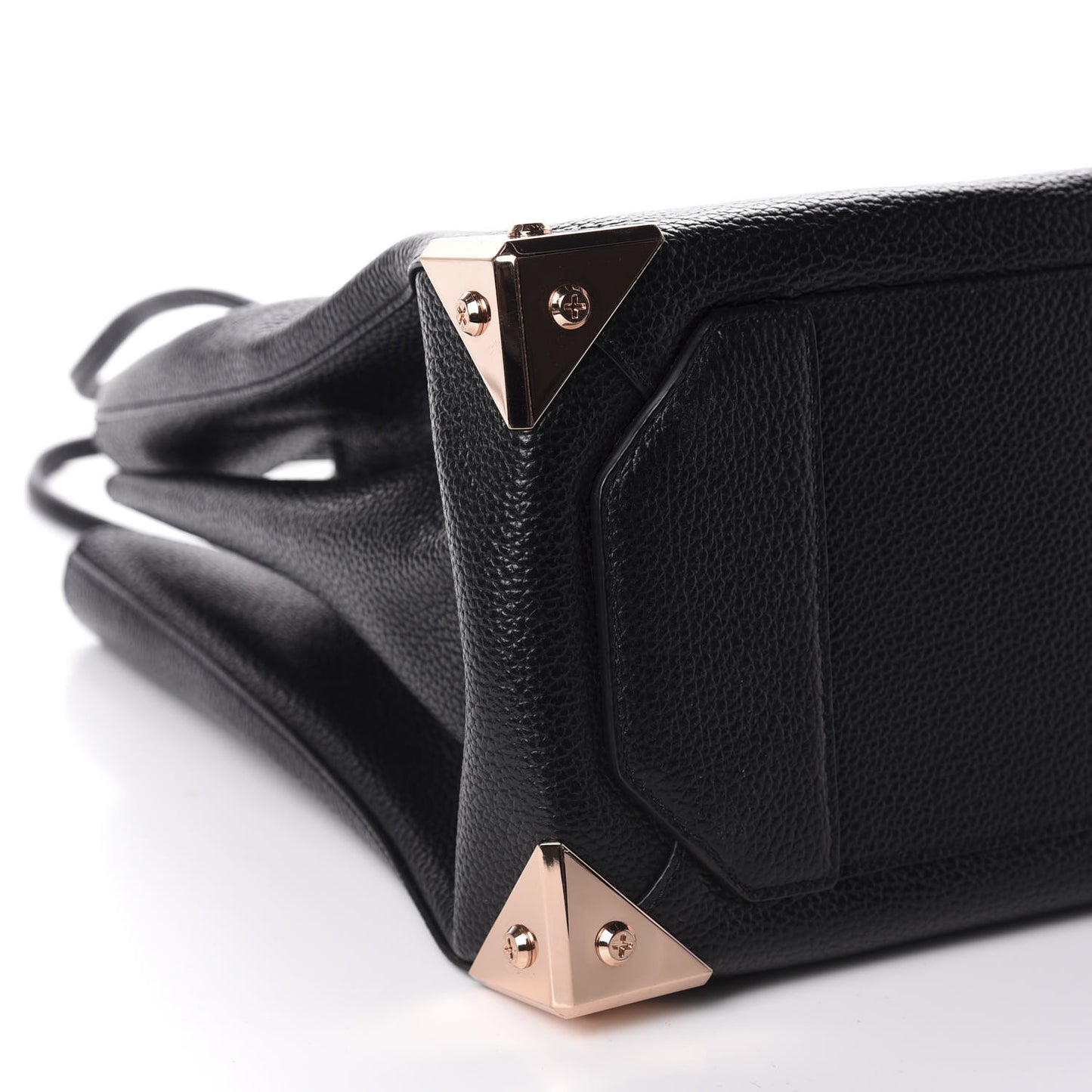 Pebbled Calfskin Large Prisma Skeletal Tote Black Rose Gold Hardware
