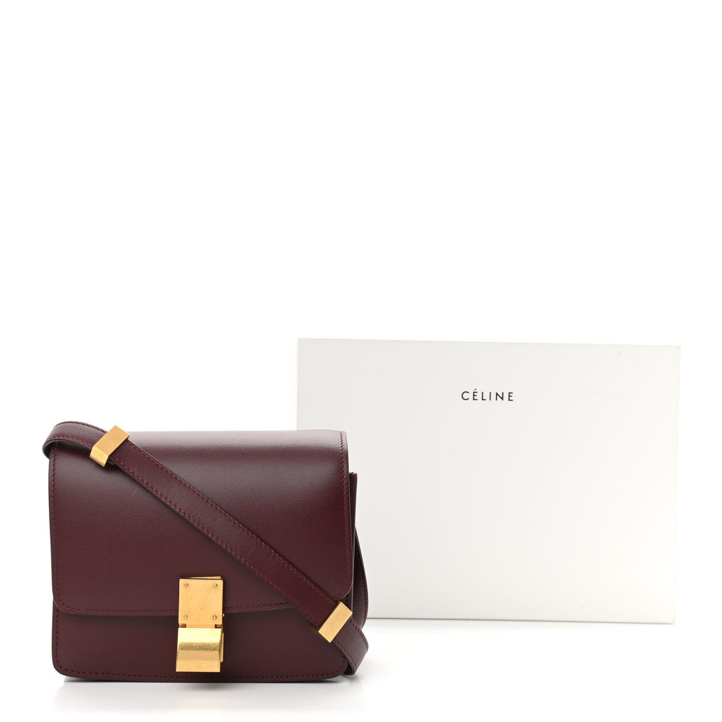 Box Calfskin Small Classic Box Flap Bag Burgundy