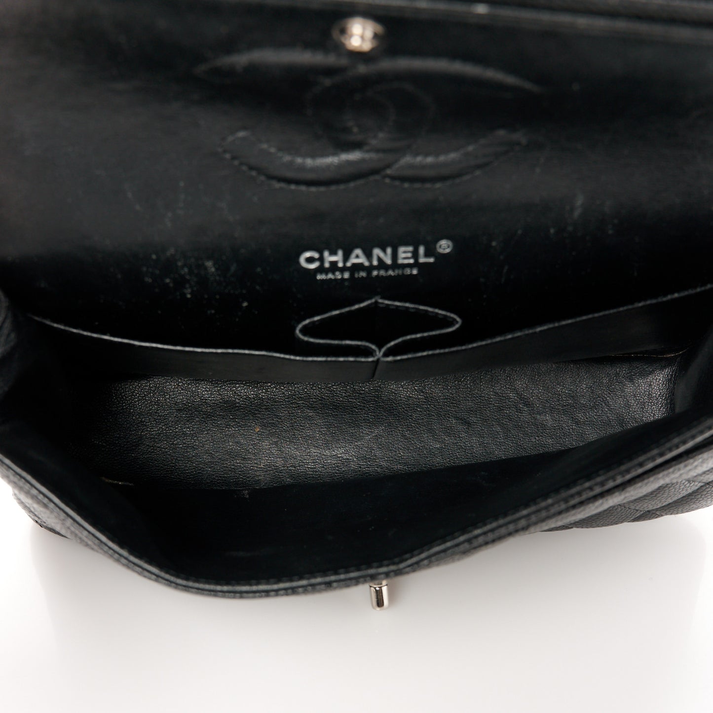 Caviar Quilted Medium Double Flap Black