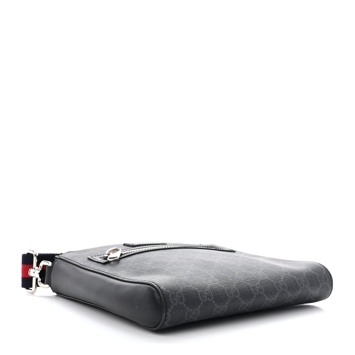 GG Supreme Monogram Web Small Flat Messenger Bag Black Grey