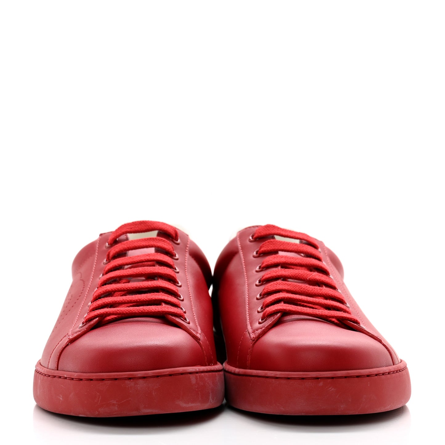Calfskin Miro Soft Interlocking G Perforated Mens Ace Sneakers 10 Hibiscus Red Red Vintage