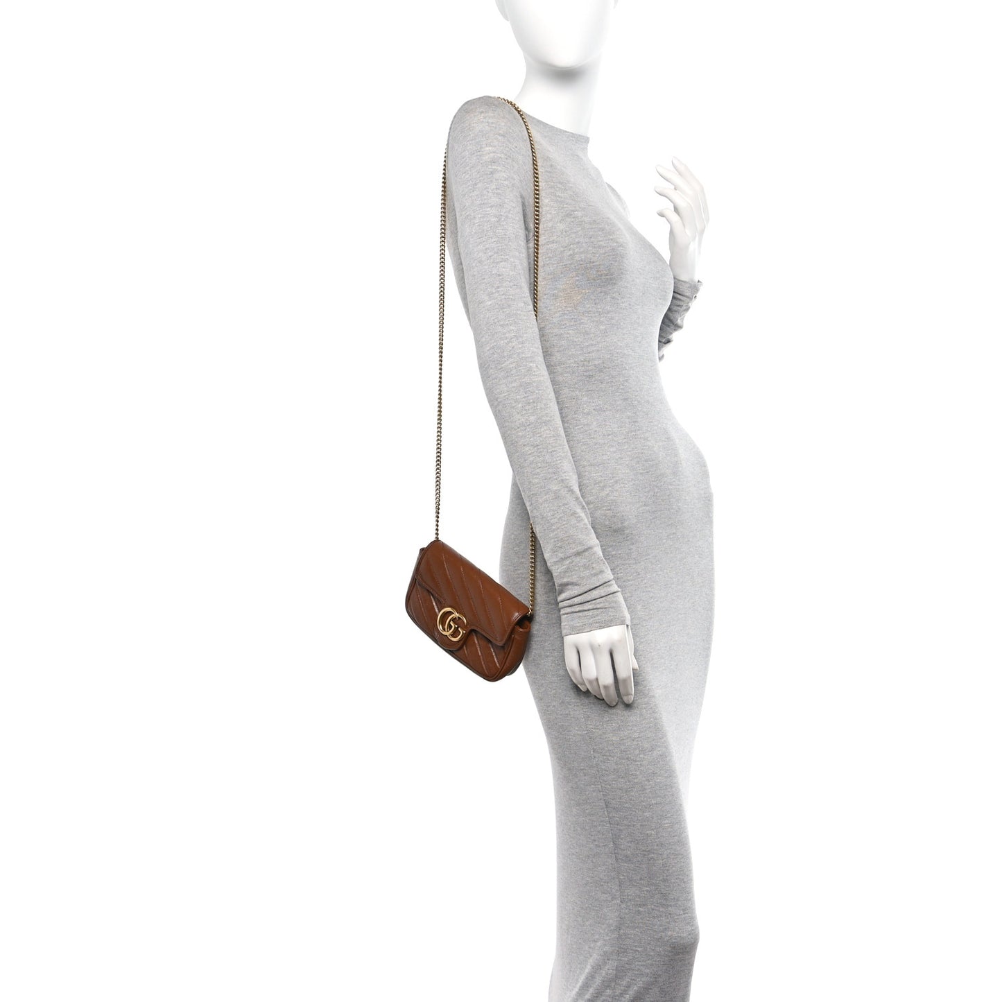 Azalea Calfskin Matelasse Diagonal Super Mini GG Marmont Shoulder Bag Cuir