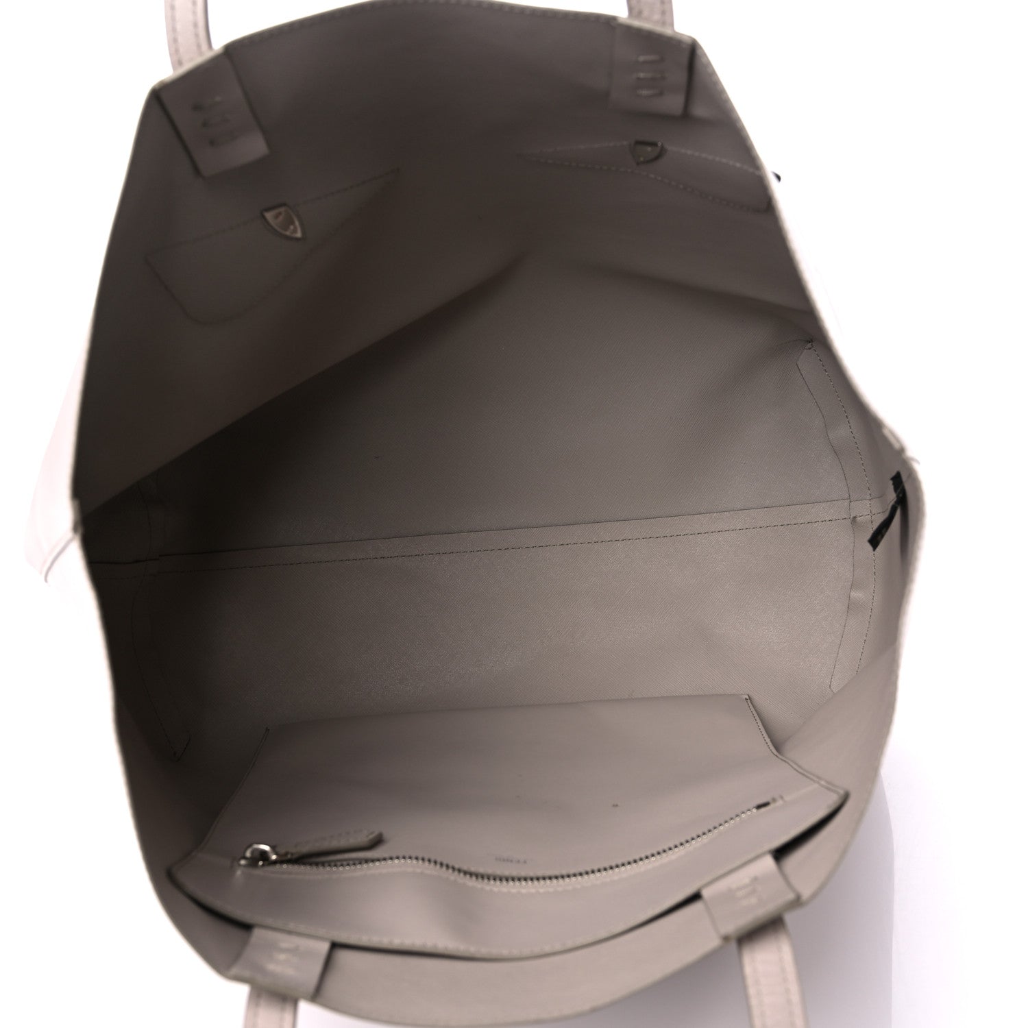Fendi Vitello Ginevra Elaphe Monster Eyes Shopping Tote Grigio Polvere Naturale 5 of 19