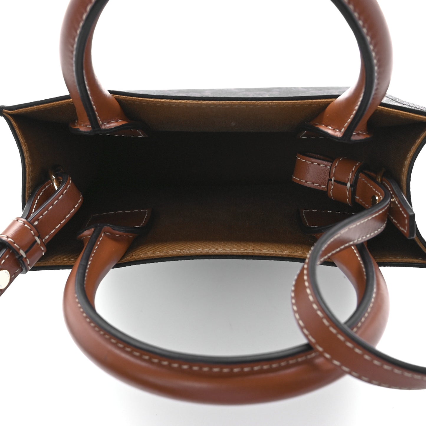 Triomphe Canvas Calfskin Mini Vertical Cabas Tan