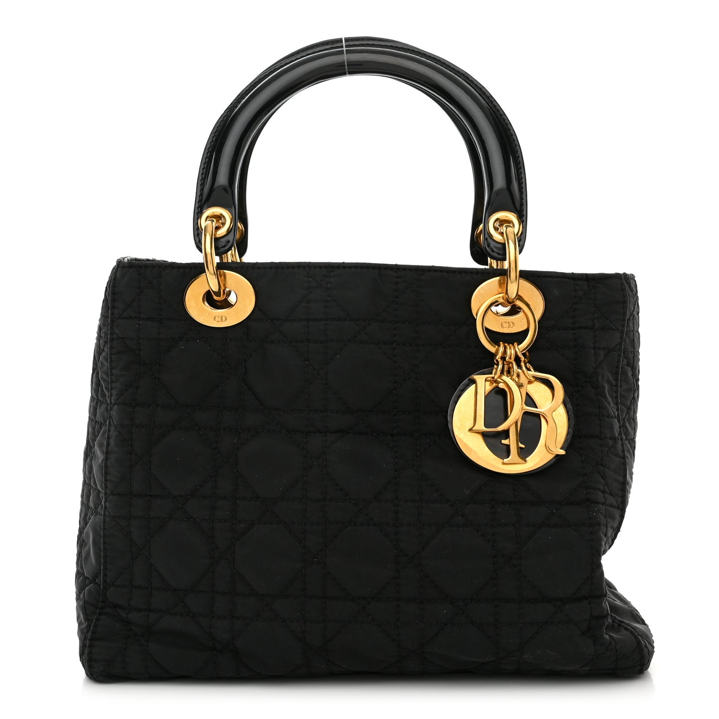 Nylon Cannage Medium Lady Dior Black