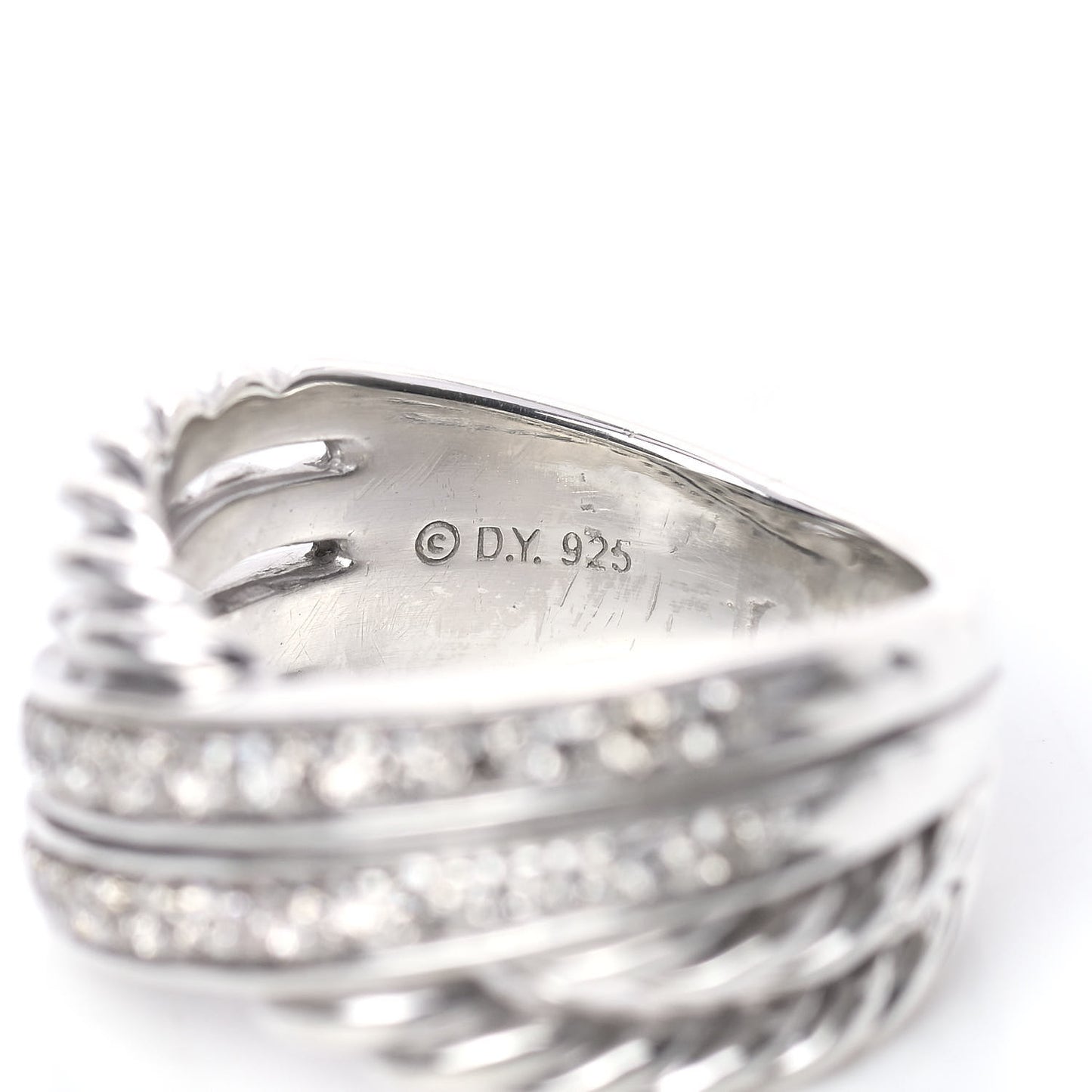 Sterling Silver Diamond 11mm Crossover Ring 52 6