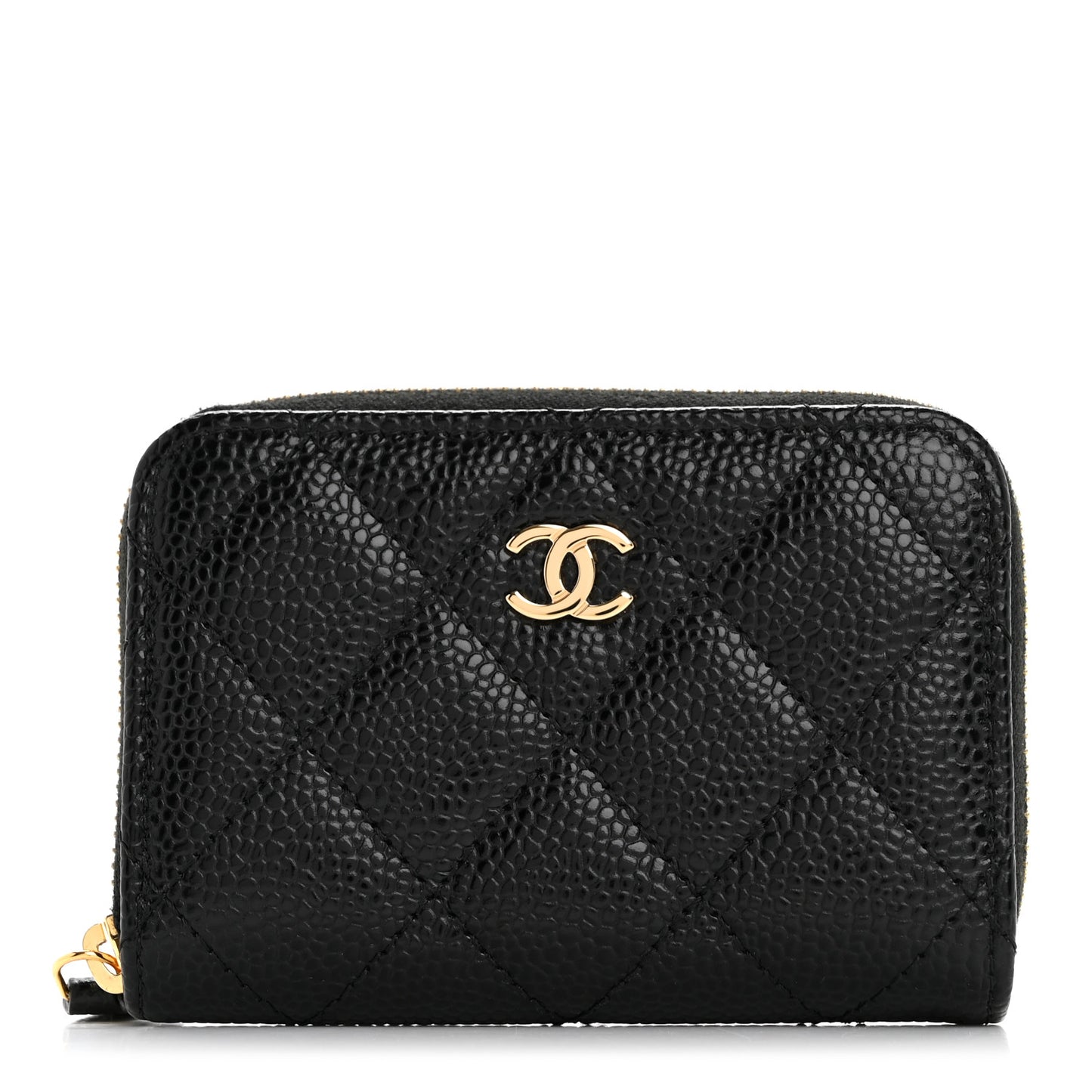Caviar Quilted Zip Coin Purse Black