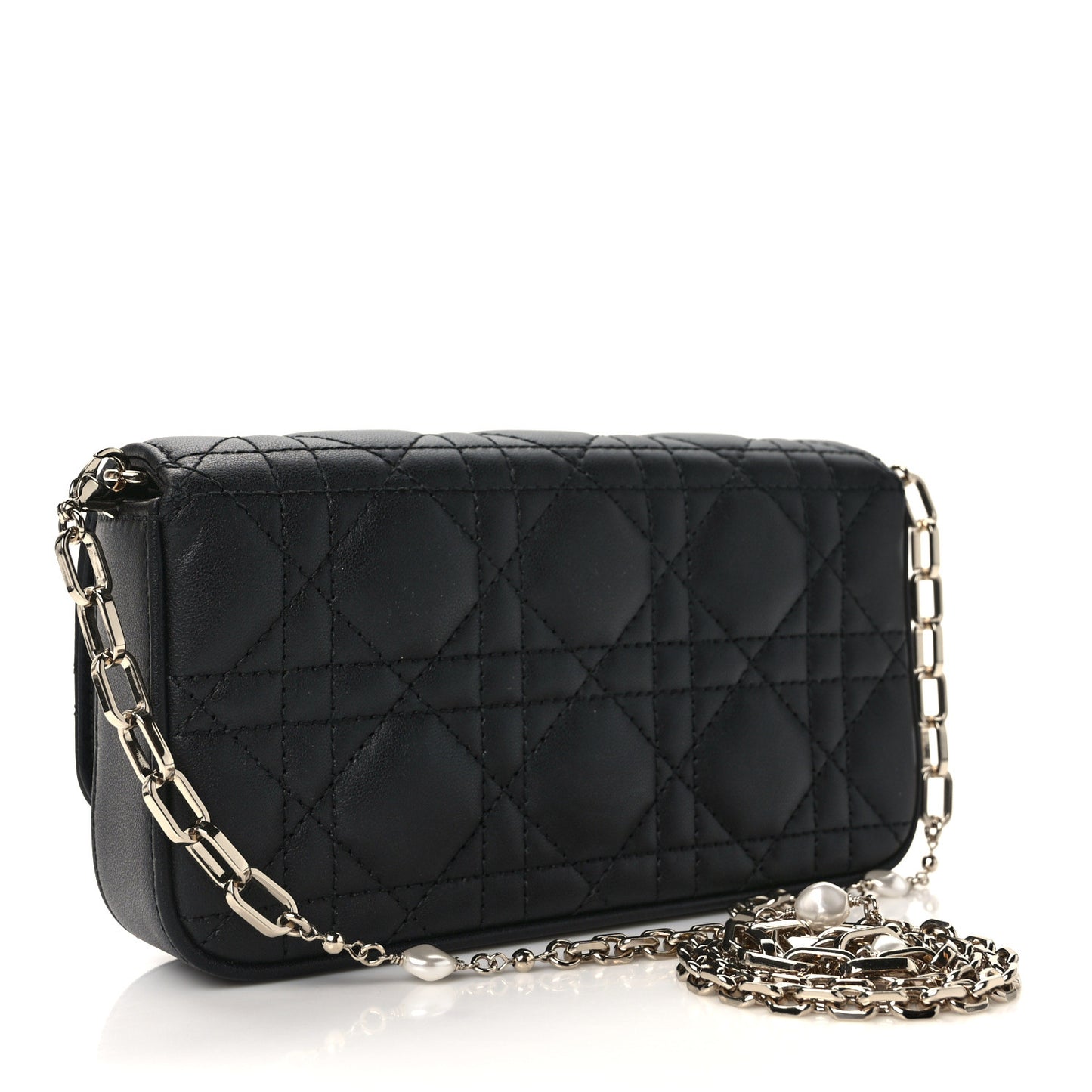 Lambskin Cannage Dior Talk Phone Pouch Black