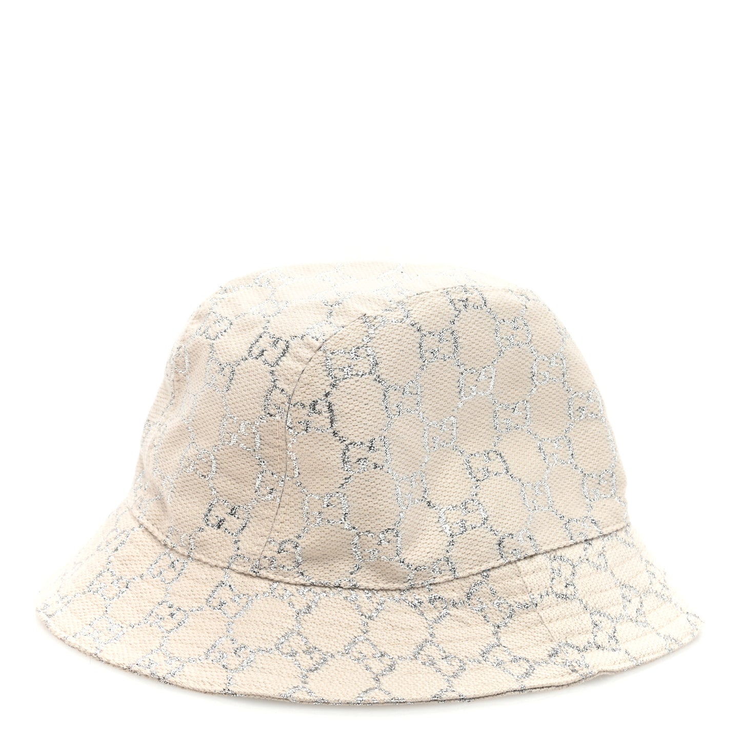Canvas Lame GG Monogram Bucket Hat M Gardenia Silver