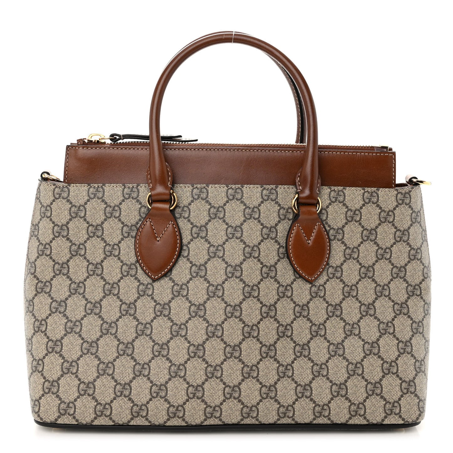 GG Supreme Monogram Small Zip Top Tote Beige Tuscany