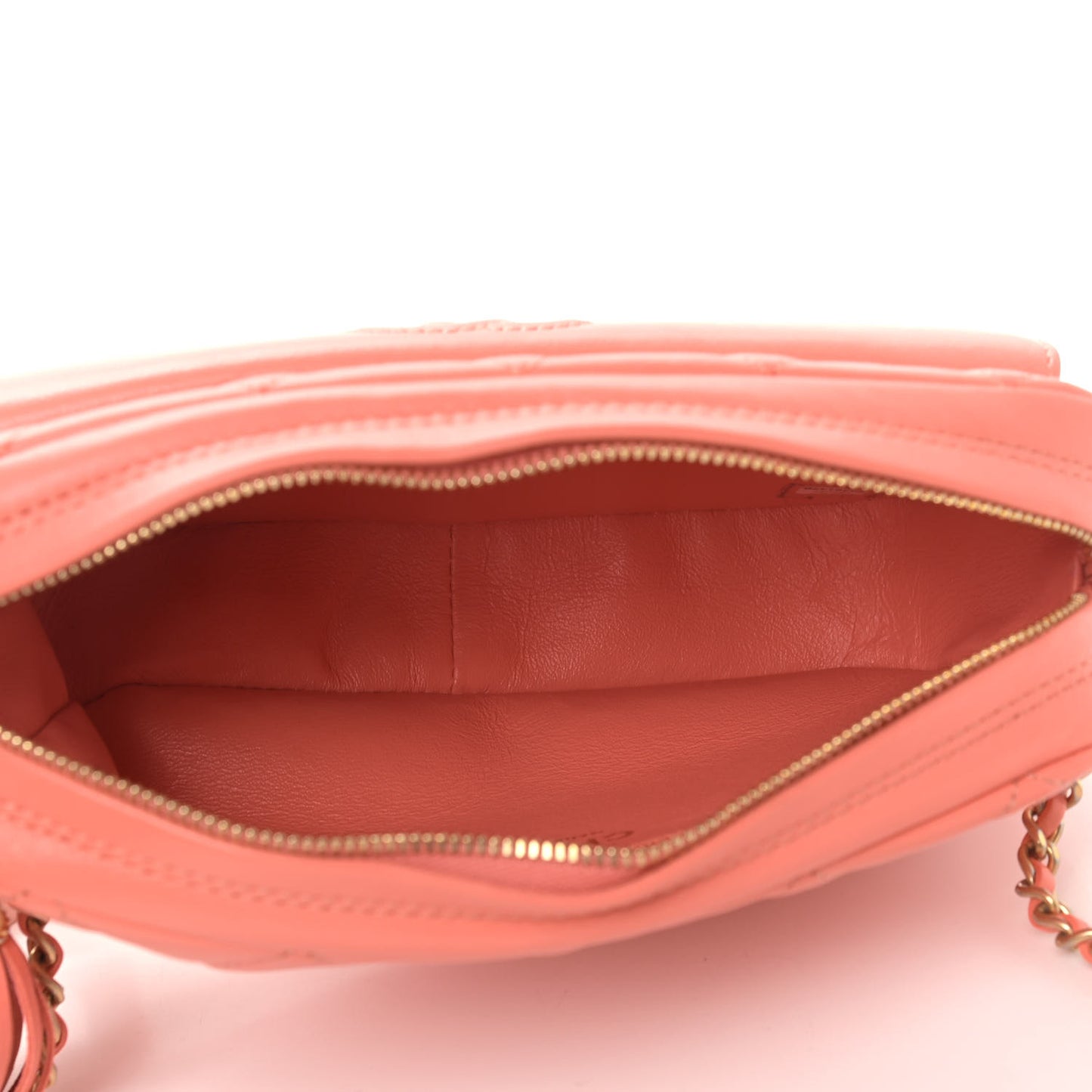 Lambskin Quilted Chain & Tassel Small Camera Case Pink