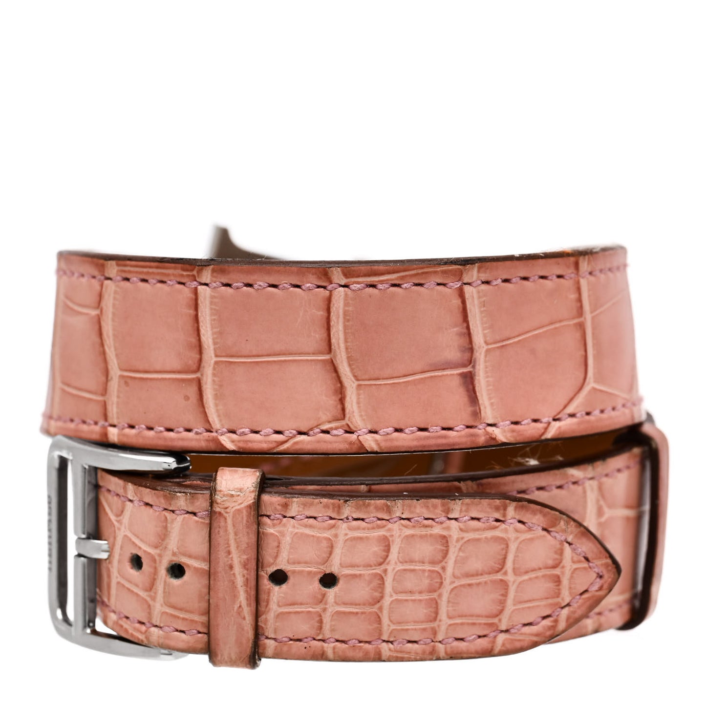 Stainless Steel Alligator 26mm Heure H Hour Double Tour Quartz Watch Pink
