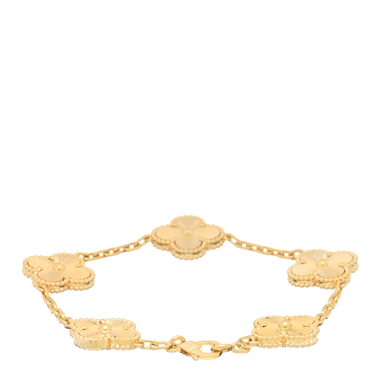 18K Yellow Gold 5 Motifs Guilloche Vintage Alhambra Bracelet