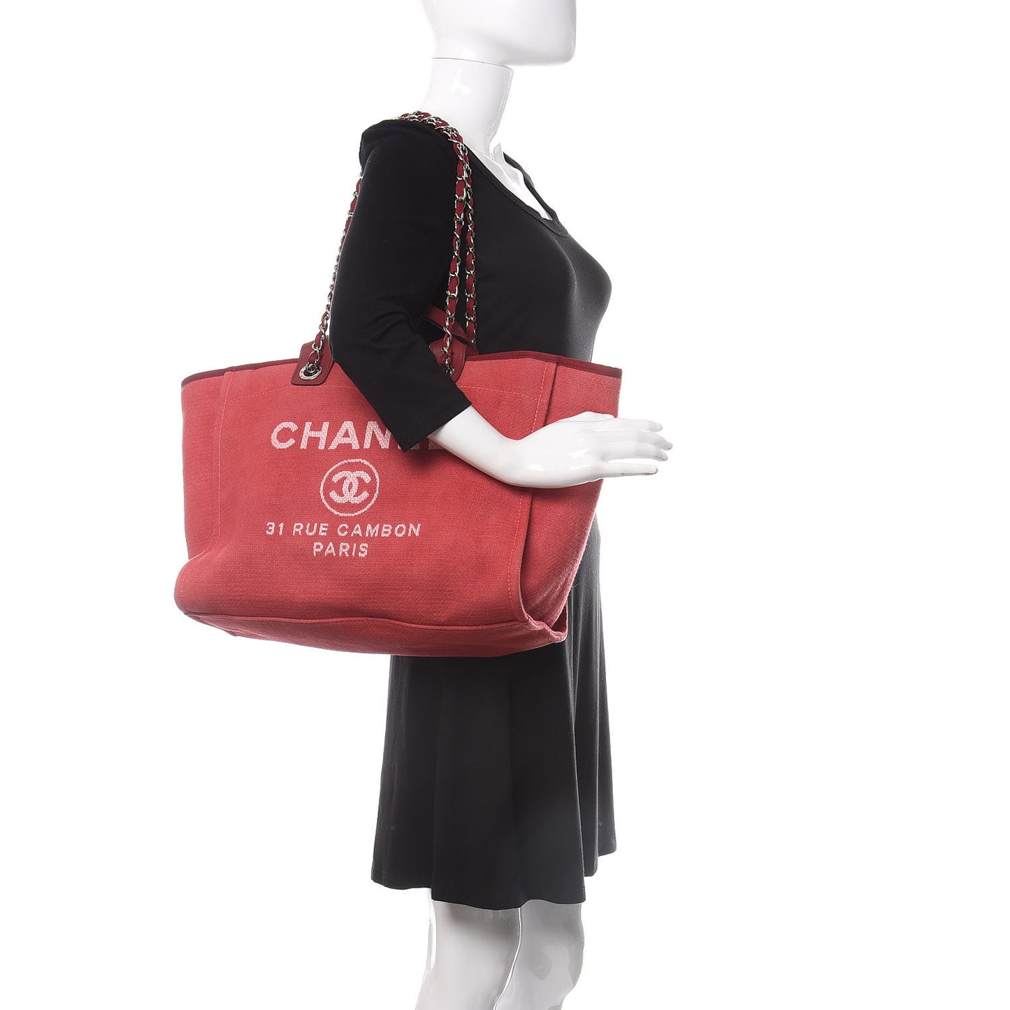 Canvas Medium Deauville Tote Red