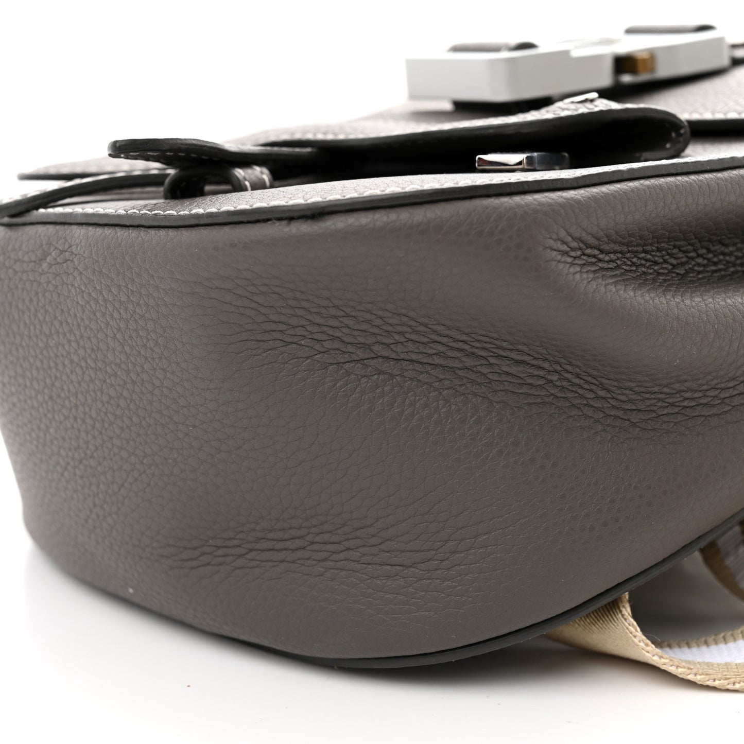Grained Calfskin Mini Saddle Backpack Grey