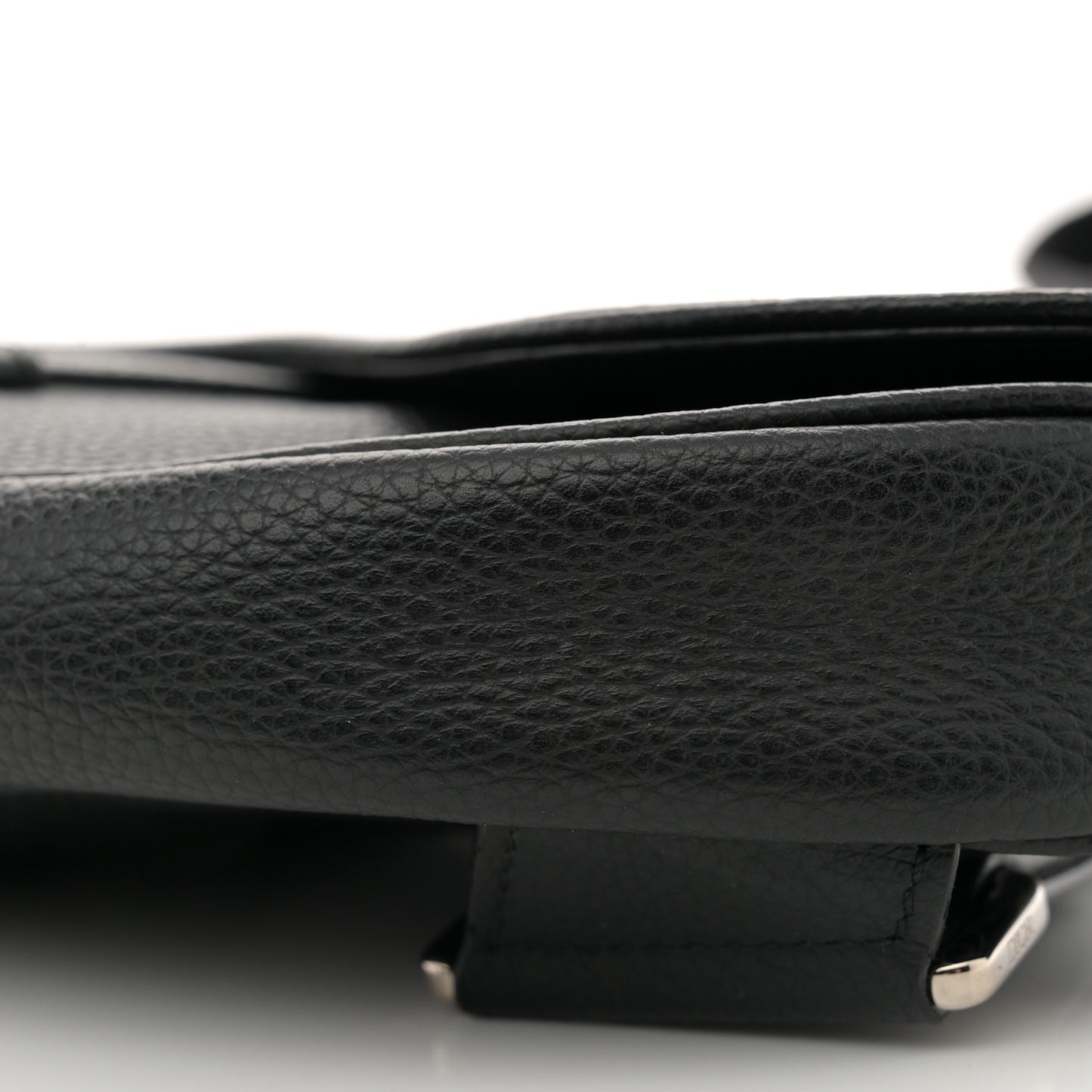 Grained Calfskin Mens Saddle Bag Black