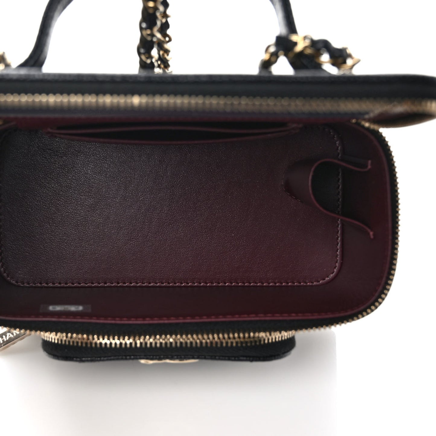 Caviar Quilted Top Handle Pocket Vanity Case Black