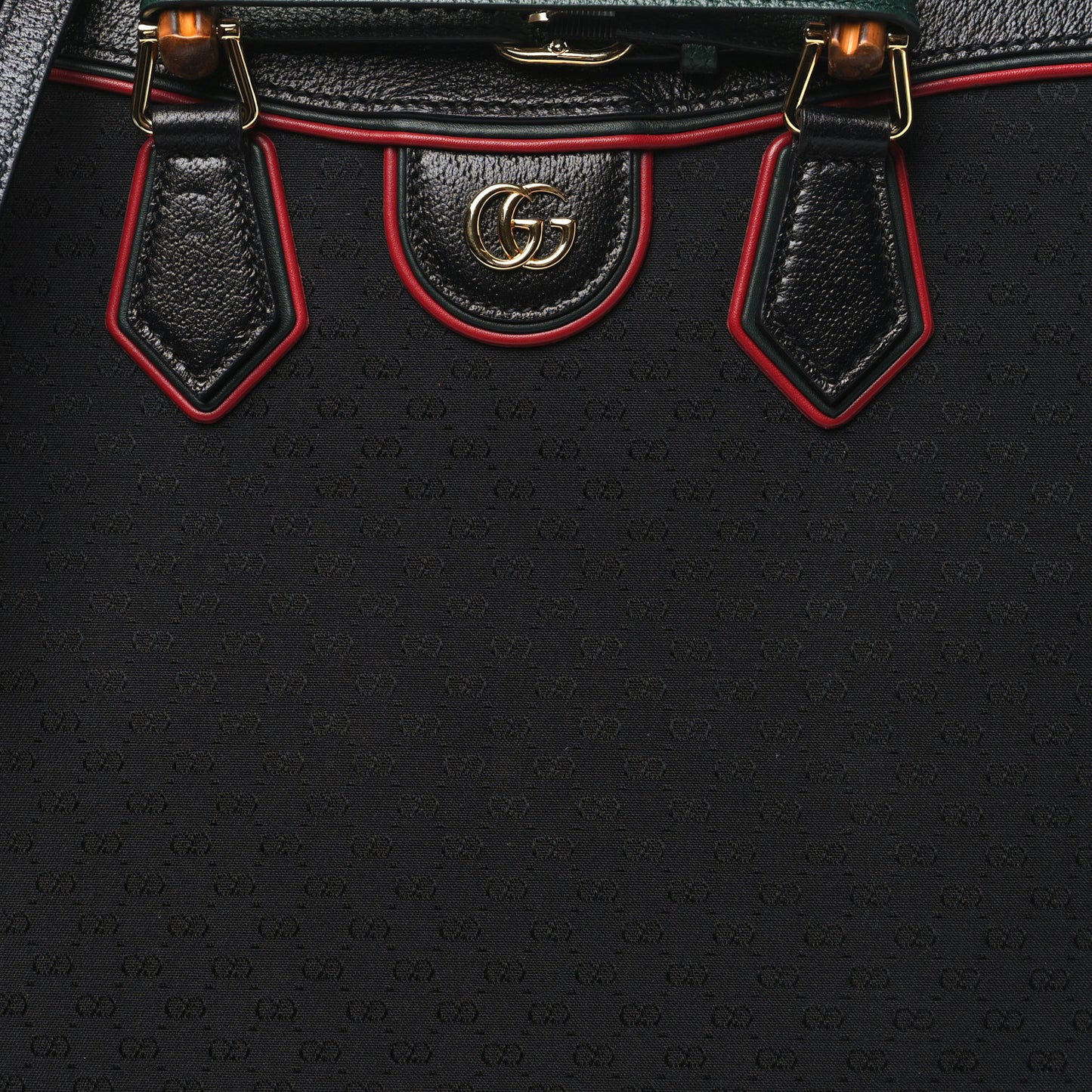 Mini Vintage GG Supreme Monogram Textured Dollar Calfskin Web Large Diana Tote Bag Black