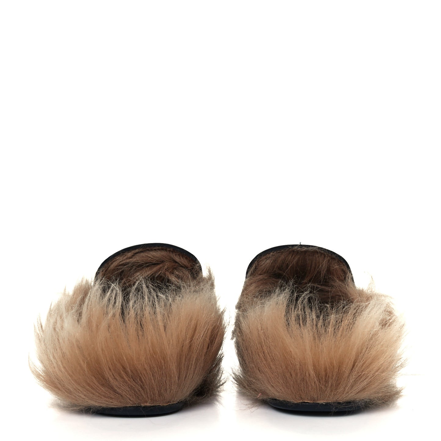 Goatskin Fur Bee Star Embroidered Womens Princetown Slippers 37 Black