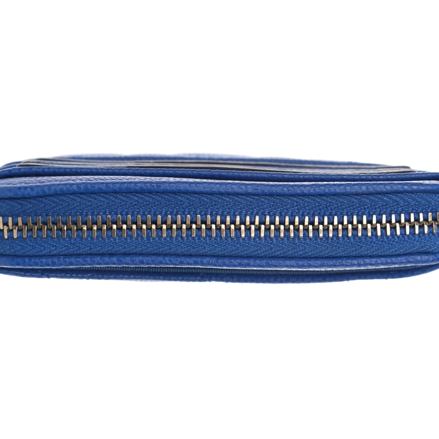 Caviar Quilted Zip Card Holder Wallet Blue